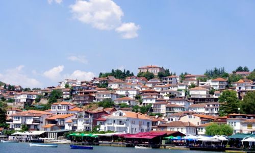 Zdj�cie MACEDONIA / Ochryd / Ochryd / Ochryd - widok na miasto z Jeziora Ochrydzkiego