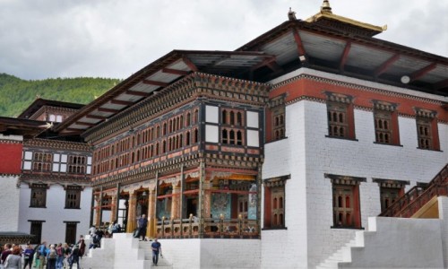 Zdjęcie BHUTAN / Thimphu / Dziedziniec dzongu / Dzong w Thimphu
