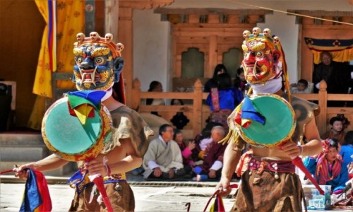 Zdjęcie BHUTAN / Dystrykt Wangdue / Gangtey Monastery / Taniec masek z bębnami - lista UNESCO