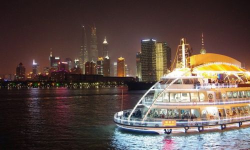Zdjecie CHINY / Szanghaj / Nad Huangpu / Pudong noc