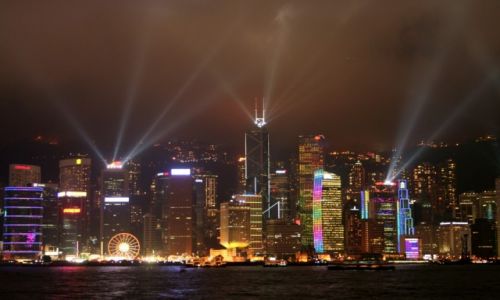 Zdjecie CHINY / Hong Kong / Hong Kong / Pokaz wiate na wieowcach