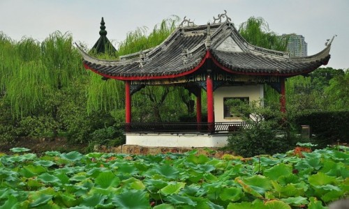 Zdjcie CHINY / prowincja Jangsu / ogrody Wuxi / Domek