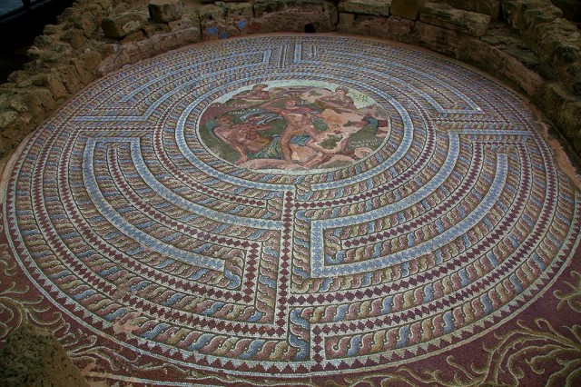 Zdj cia: Mozaiki w Parku Archeologicznym, Pafos, Walka Tezeusza z Minotaurem, CYPR