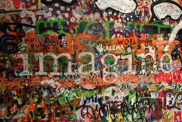 Zdjęcia: Praga, Imagine - graffiti poświęcone osobie Johna Lenona, CZECHY Zdjęcia: Praga, Imagine - graffiti poświęcone osobie Johna Lenona, CZECHY