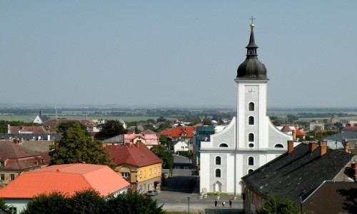 Zdjecie CZECHY / Kraj Oomuniecki / Javornik / Widok na miasto z kocioem, ze wzgrza zamkowego.