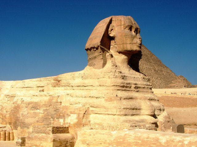 Zdjęcia: Na pustyni, Giza, Posąg lwa z głową człowieka ; Sfinks, EGIPT Zdjęcia: Na pustyni, Giza, Posąg lwa z głową człowieka ; Sfinks, EGIPT