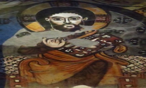 Zdjcie EGIPT / Kair / Kair - Muzeum Koptyjskie / fresk z klasztoru w. Apolla w Bawit