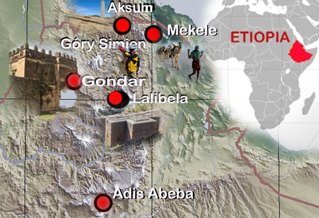 Zdj cia: Etiopia PN, Etiopia PN, 4,Mapa wyprawy.Legendarny szlak północny, ETIOPIA Zdj cia: Etiopia PN, Etiopia PN, 4,Mapa wyprawy.Legendarny szlak północny, ETIOPIA