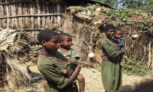 Zdjęcie ETIOPIA / Północna Etiopia /  Wioska przed Bahir Darem / Na powitanie gości