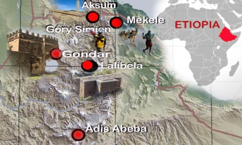 ETIOPIA / Etiopia PN / Etiopia PN / 4,Mapa wyprawy.Legendarny szlak północny