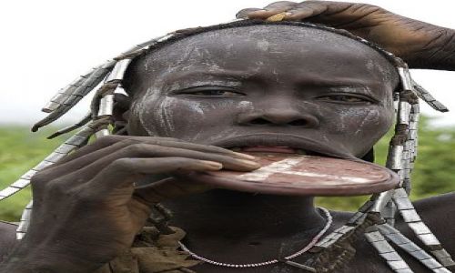 Zdjcie ETIOPIA / Dolina Omo / wioska Mursi / Mursi