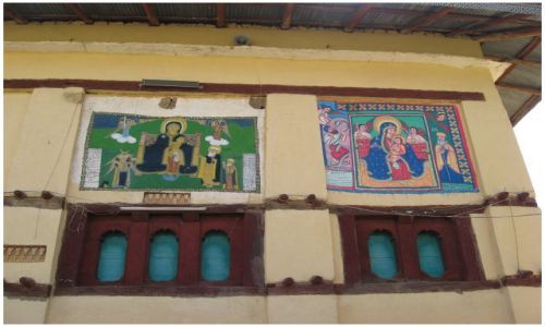 Zdjęcie ETIOPIA / Etiopia Północna / Yeha / Yeha - ściana kościółka