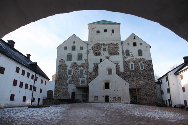 Zdj cia: Turku, Varsinais-Suomi, Zamek w Turku - dziedziniec, FINLANDIA