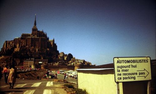 Zdjęcie FRANCJA / -Normandia / Le Mt St Michel / Le Mont St Michel - tablica info