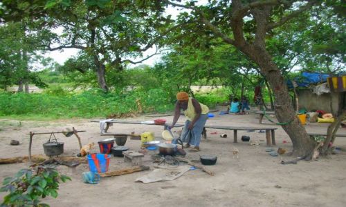 Zdjecie GAMBIA / brak / gospodarstwo domowe w buszu / pora gotowania obiadu..