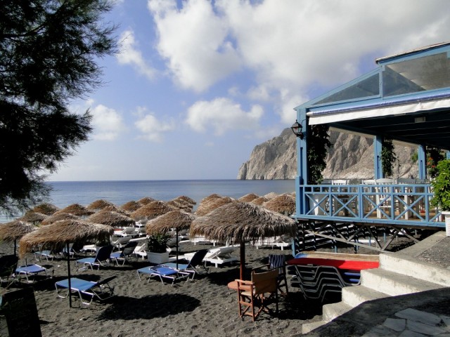 Zdj cia: Kamari, Santorini, Plaa w Kamari., GRECJA