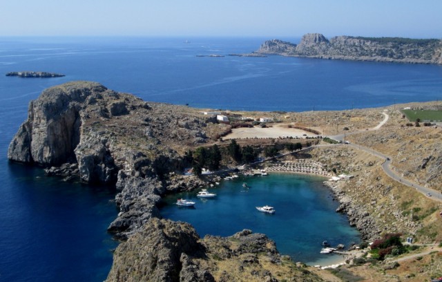 Zdj cia: Lindos, Rodos, Zatoka w. Pawa, GRECJA