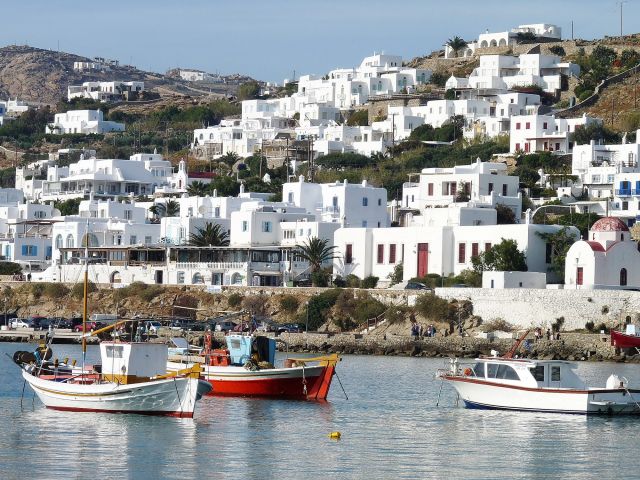 Zdjęcia: Mikonos , Mikonos, Osada rybacka nad zatoką, GRECJA Zdjęcia: Mikonos , Mikonos, Osada rybacka nad zatoką, GRECJA