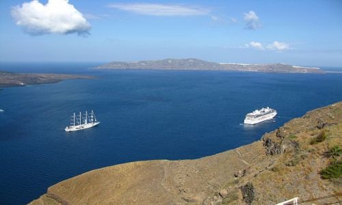 Zdjęcie GRECJA / Cyklady / Santorini  / widok na kalderę