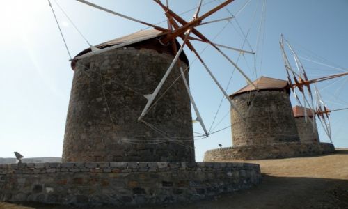 Zdjcie GRECJA / Dodekanez / wyspa Patmos / Wiatraki