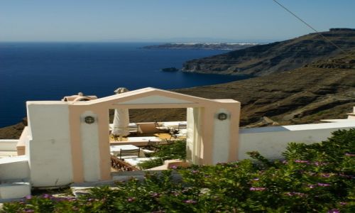 Zdjcie GRECJA / Santorini / Thira / Brama na obiad z widokiem