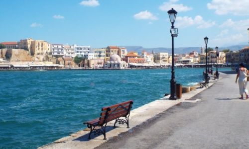 Zdjcie GRECJA / Kreta / Chania / Lawka z widokiem