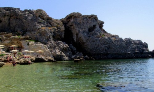 Zdj�cie GRECJA / Rodos / Lindos / Pla�a na ska�kach