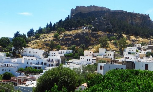 Zdjecie GRECJA / Archipelag Dodekanez / Wyspa Rodos - Lindos / panorama akropolu w Lindos