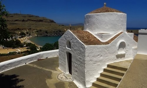 Zdjcie GRECJA / Archipelag Dodekanez / Wyspa Rodos - Lindos / cerkiew w. Jerzego
