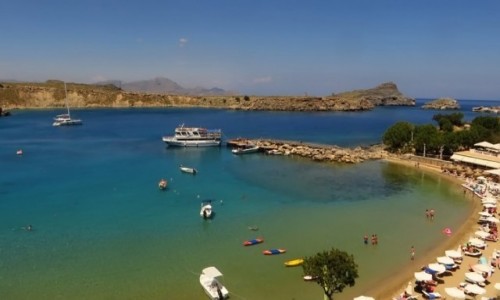 Zdjcie GRECJA / Archipelag Dodekanez / Wyspa Rodos - Lindos / port w Lindos