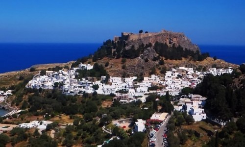 Zdjcie GRECJA / Archipelag Dodekanez / Wyspa Rodos - Lindos / panorama Lindos