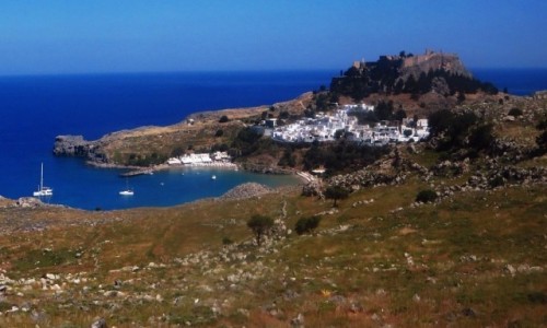 Zdjcie GRECJA / Archipelag Dodekanez / Wyspa Rodos - Lindos / panorama Lindos