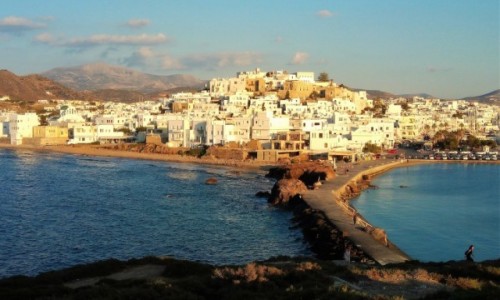 Zdjęcie GRECJA / Cyklady / Wyspa Naksos, widok spod Portary / Naksos o zachodzie słońca