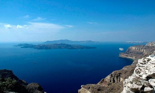 Zdjcie GRECJA / Cyklady / Santorini / panorama wyspa-krater
