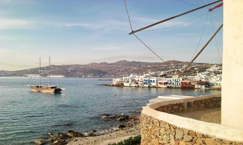 Zdjęcie GRECJA / Mikonos / Mikonos  / Widok na zatokę w miasteczku Mikonos