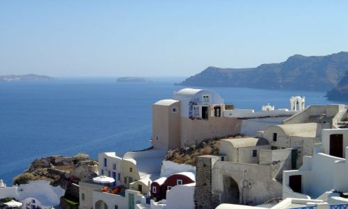 Zdjęcie GRECJA / wyspa Santorini / Santorini / biel i błękit to główne kolory Santorini