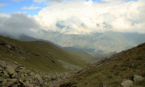 Zdj�cie GRUZJA / Kaukaz / Pod lodowcem Ordzweri / Szlak na Kazbek