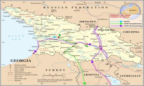 GRUZJA / cao / Kutaisi / Plan trasy podry po Gruzji