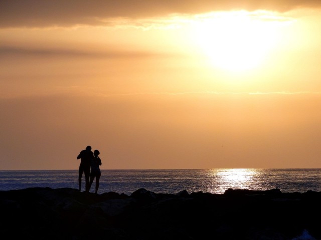 Zdj cia: Playa de las Americas, Wyspy Kanaryjskie, Teneryfa, Wieczr nad oceanem., HISZPANIA