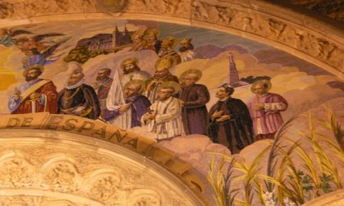 Zdjecie HISZPANIA / Katalonia / Barcelona Tibidabo / Fragment fresku na kościele Najświętszego Serca z XXw.