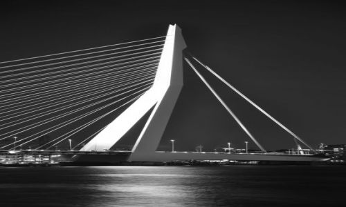 Zdjęcie HOLANDIA / Zuid Holland / Rotterdam / Biały most nocą