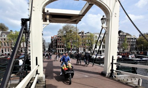 Zdjcie HOLANDIA / Amsterdam / Rzeka Amstel  / Rower rodzinny