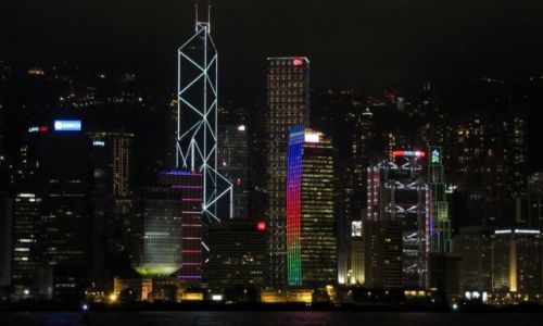 Zdjęcie HONG KONG / Hong Kong / Widok na HK z Kowloon / HK nocą