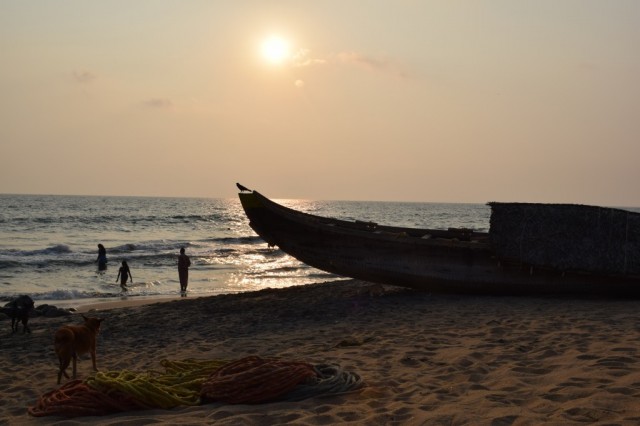 Zdj cia: Varkala, Kerala, Zachd soca nad plaz, INDIE