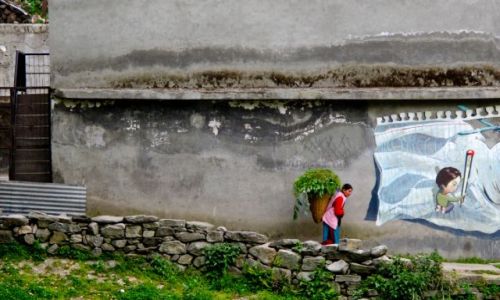 Zdj�cie INDIE / - / Vashist / pani ze swiezo skoszon� traw� na tle graffiti