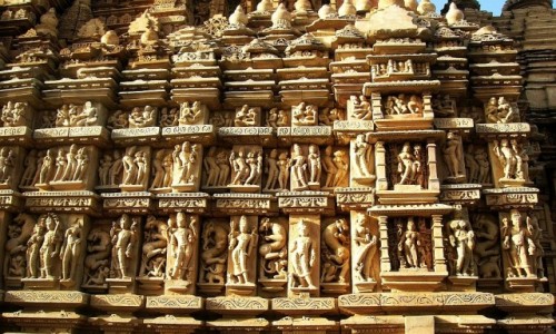 Zdjcie INDIE / Madhja Pradesh / Khajuraho / witynia Adinatha - detal elewacji