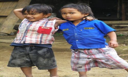 Zdjcie INDONEZJA / Sulawasi / Tana Toraja / Dwaj przyjaciele z podwrka