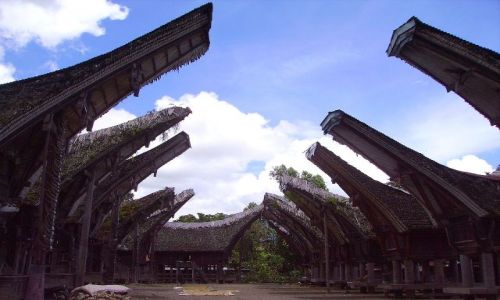Zdjecie INDONEZJA / Sulawesi Poudniowe / Palava / tradycyjne domostwa w wiosce Palava