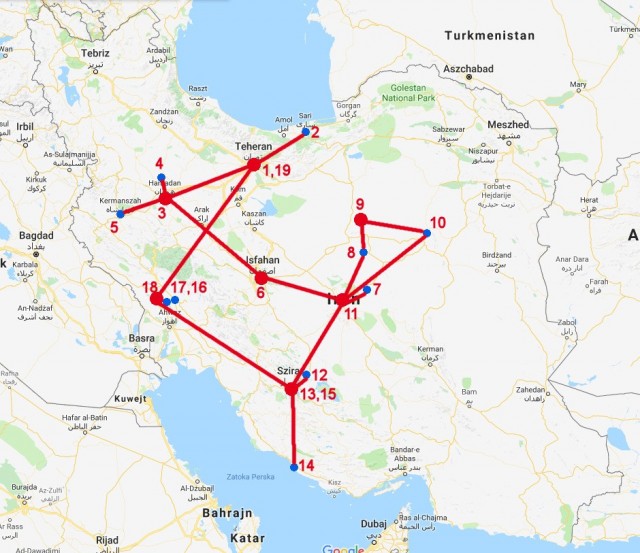 Zdj cia: Iran, Mapa trasy, IRAN Zdj cia: Iran, Mapa trasy, IRAN