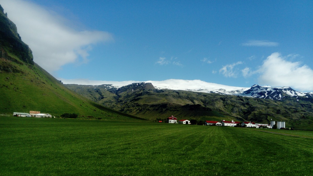 Zdjęcia: niedaleko Skogafoss,  widok Eyjafjallajokull, widokówka, ISLANDIA Zdjęcia: niedaleko Skogafoss,  widok Eyjafjallajokull, widokówka, ISLANDIA